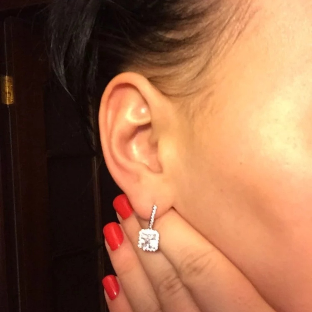 New arrival. Silver earrings with cubic zirconia. - Picture 4 of 6